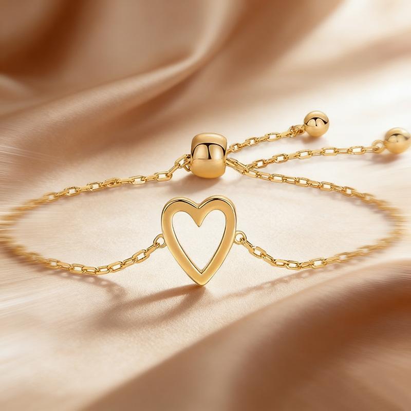 Women's 2-Piece Adjustable Solid Heart Stainless Steel Bracelet Set - Gift-Ready Reversible Bangles with Heart Charm, European & American Fashion Friendship Costume Jewelry Accessory,