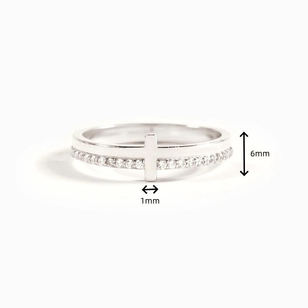2026 New Arrival Women's 18K PVD Gold-Plated Cross CZ Ring, Hypoallergenic Non-Tarnish Stackable Stainless Steel Band, Religious Daily Fashion Jewelry