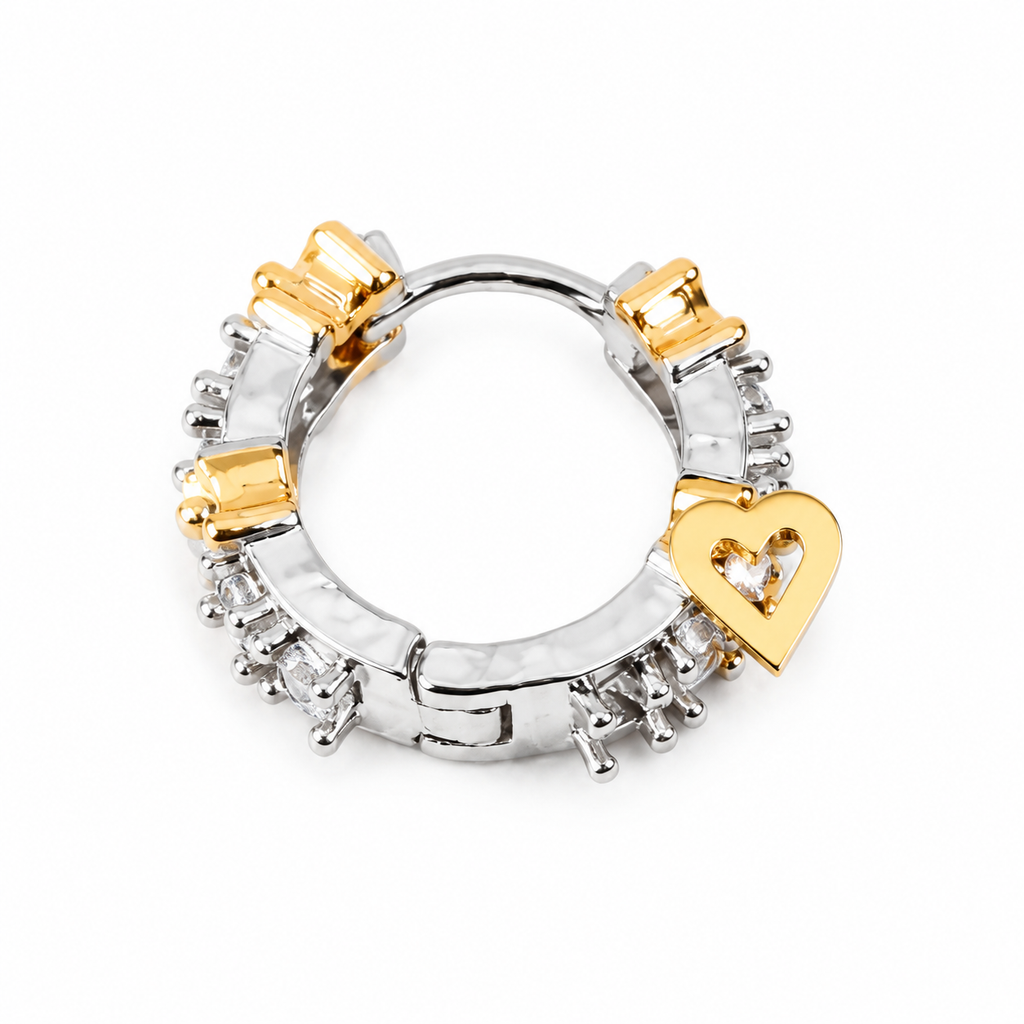 Heart Charm Cubic Zirconia Huggie Hoop Earrings for Women, Dainty Small Zircon Hoop Earrings, Gold & Silver Plated Daily Wear Jewelry Gift