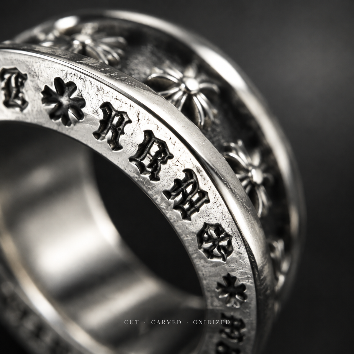925 Sterling Silver Vintage Gothic Cross Unisex Statement Rings | Hand Finished Punk Band Rings