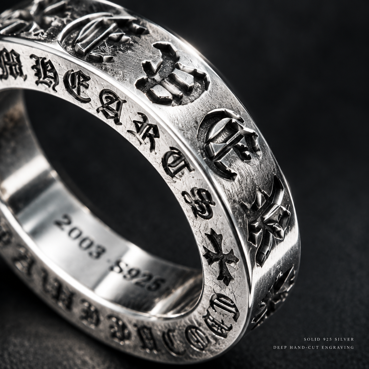925 Sterling Silver Gothic Cross Unisex Statement Rings | Hand Forged Vintage Punk Band Rings