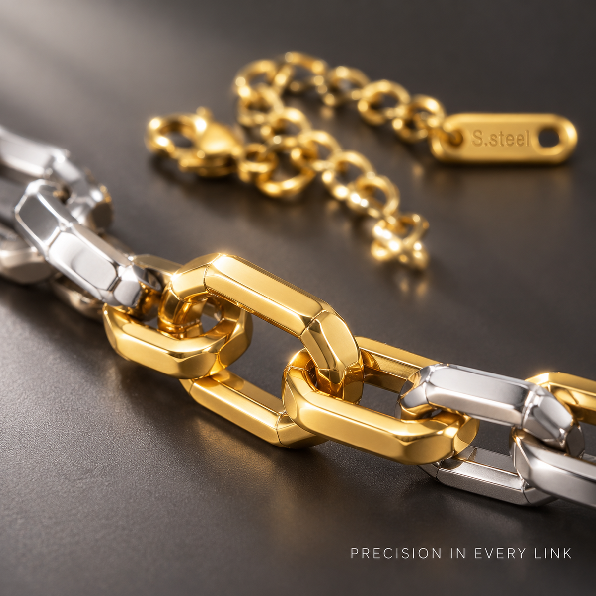 Waterproof Stainless Steel Paperclip Chain Bracelet | Unisex Gold & Two-Tone Stackable Bracelets ### 顶部短摘要(放在描述最开头,访客第一眼阅读)