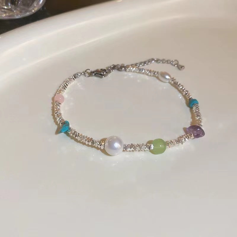 Silver + pearl bracelet niche simple primer luxury beaded bracelet