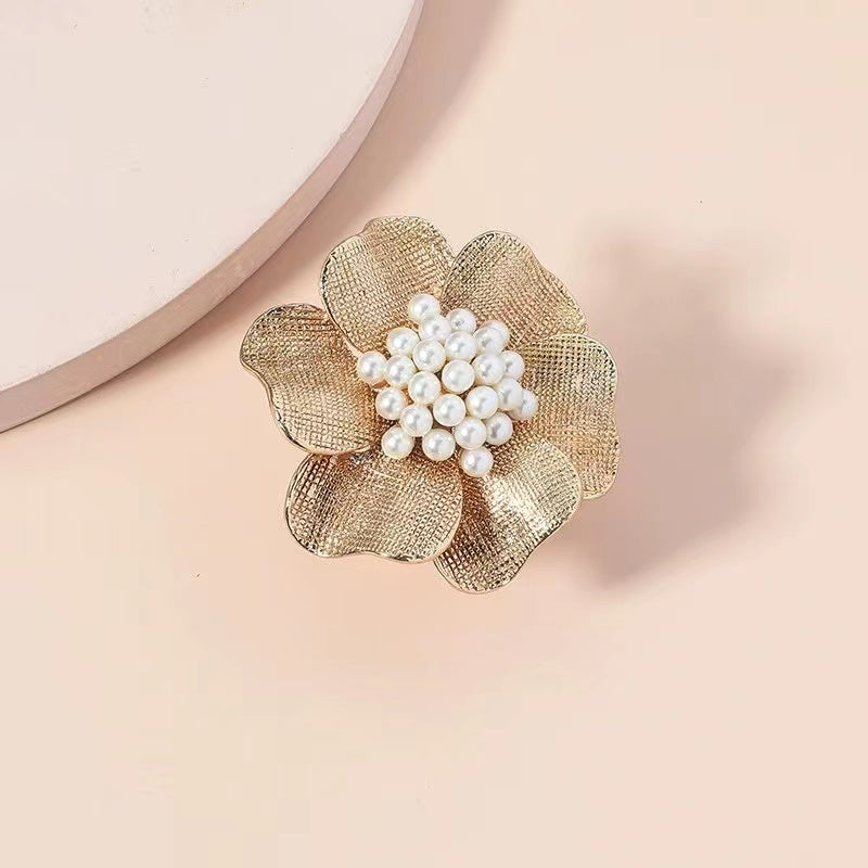 Camellia shape+pearl rings