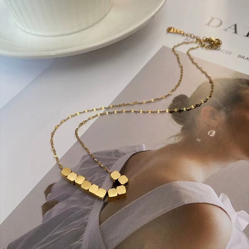 Unique small blocks metal necklace