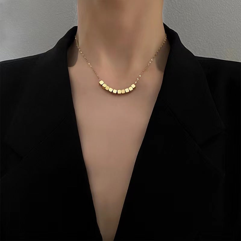 Unique small blocks metal necklace