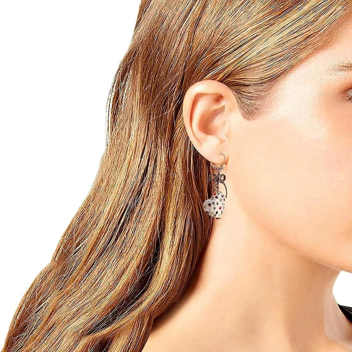 Creative transparent heart- shape earrings