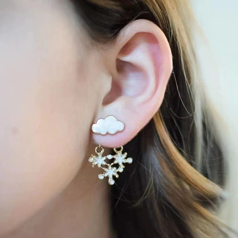 Unique cloud +snow ladies earrings
