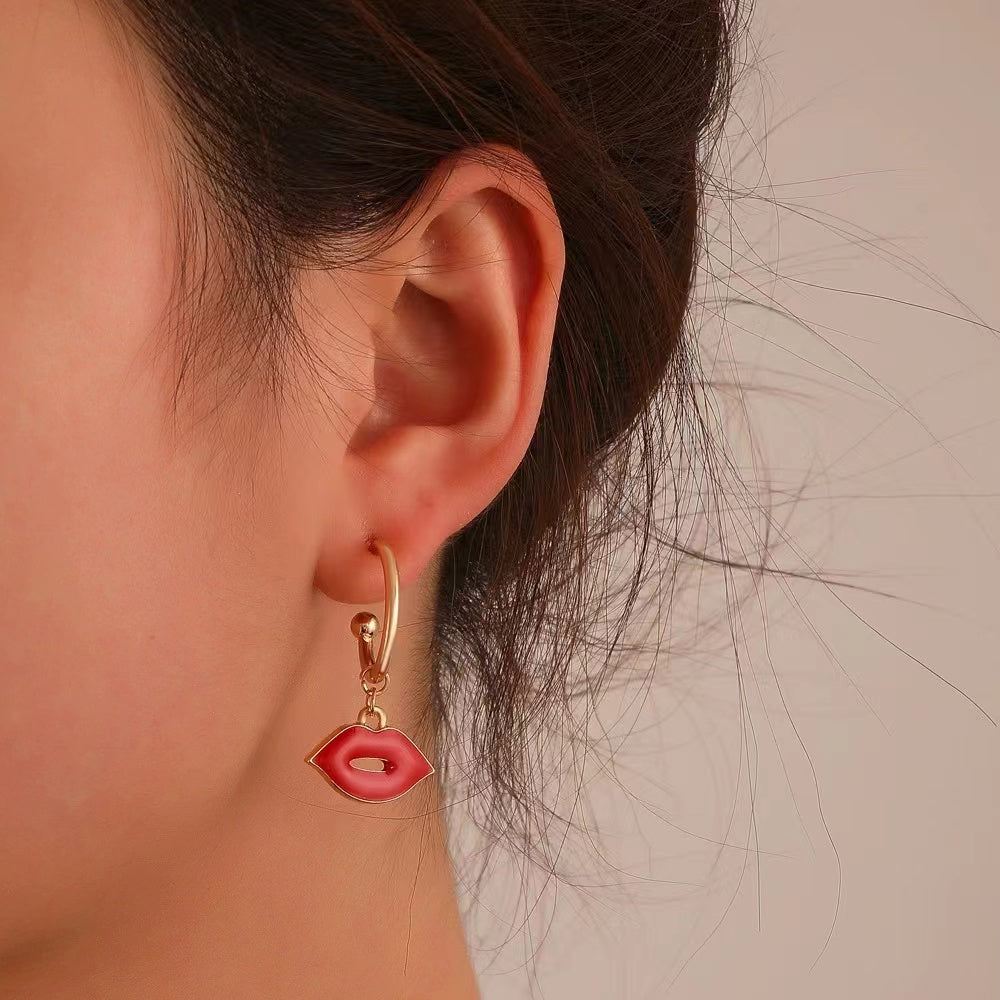 Red lip ladies earrings