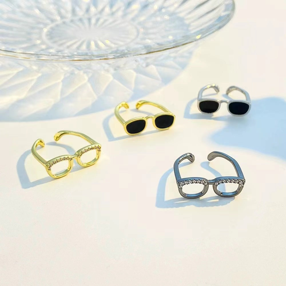 Mini glasses shape ladies rings