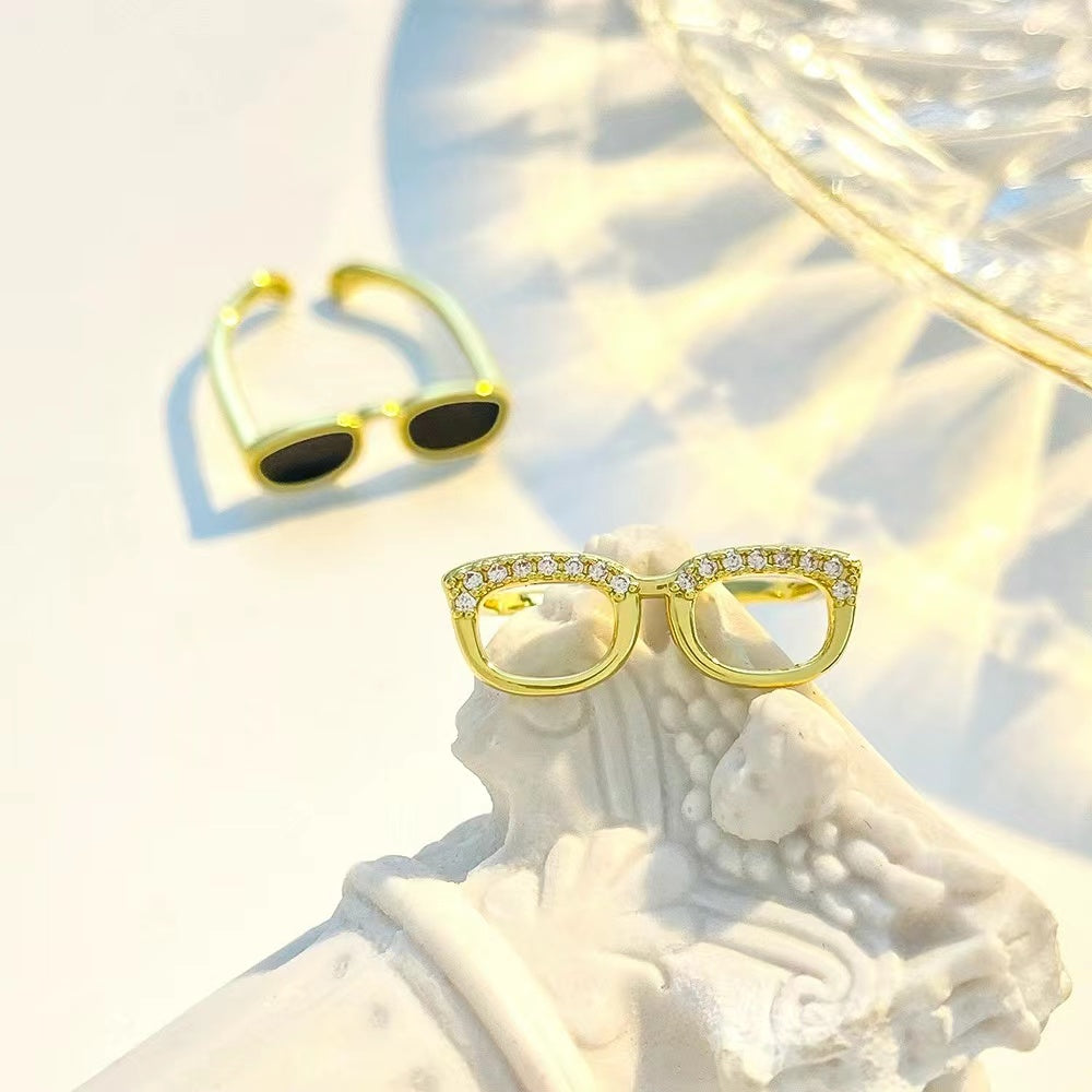 Mini glasses shape ladies rings