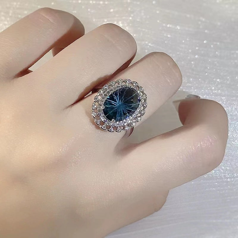 Blue Cubic Zirconia ladies rings