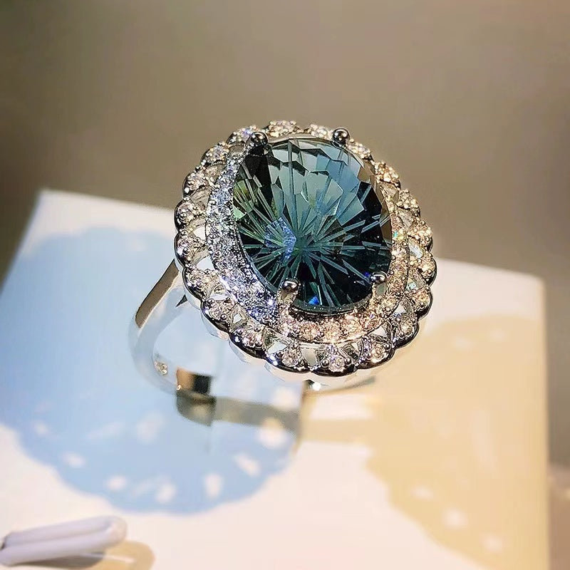 Blue Cubic Zirconia ladies rings