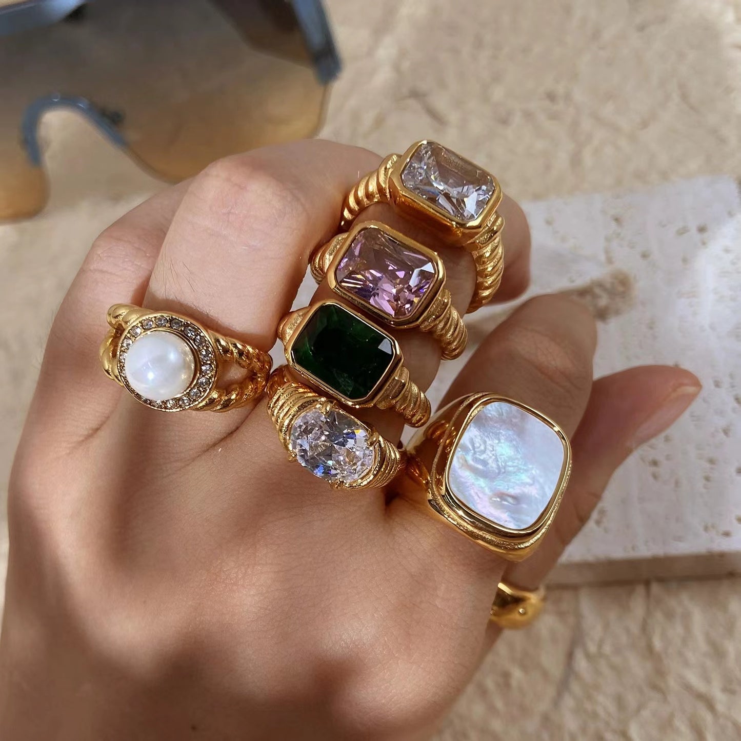A chic accent 18k plating ladeis rings
