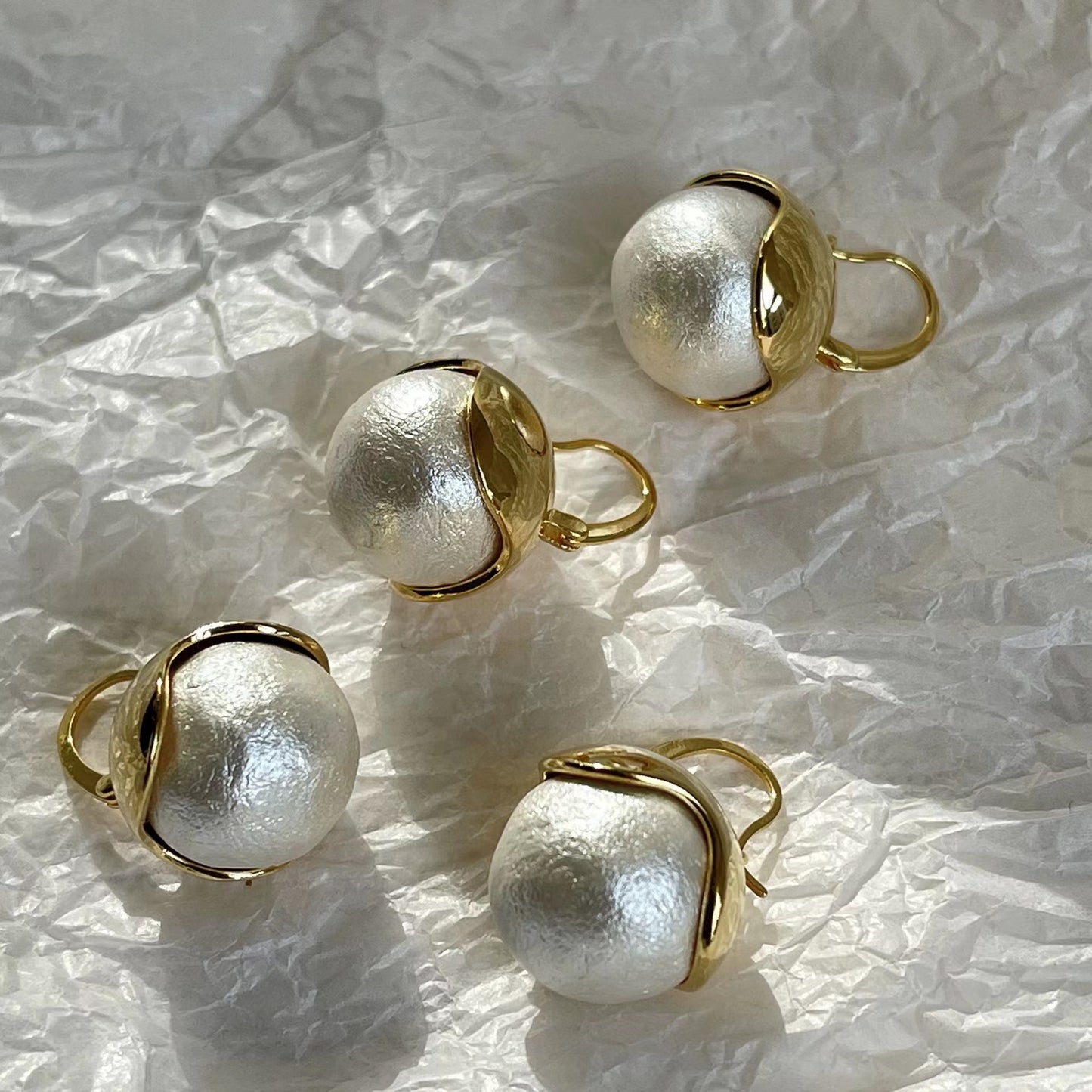 18K gold plating +pearls earrings