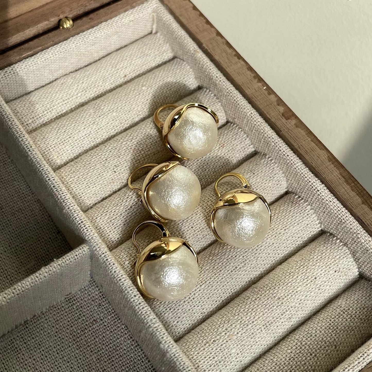18K gold plating +pearls earrings