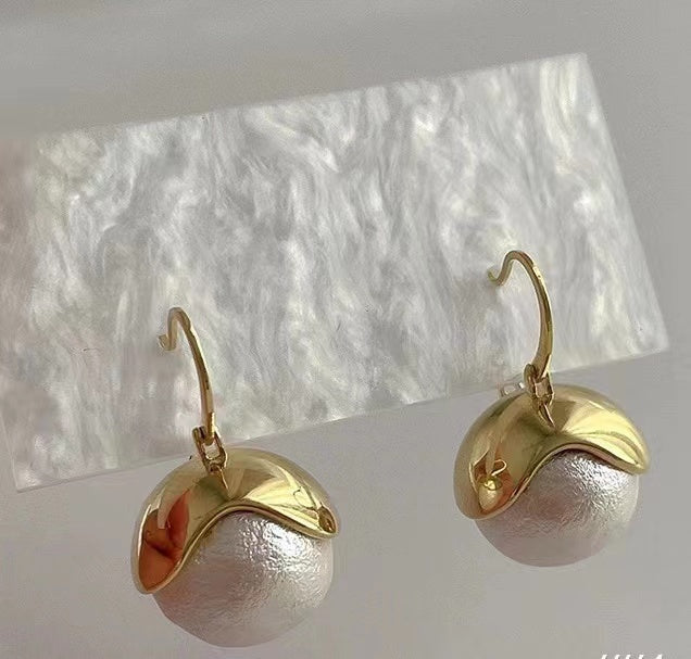 18K gold plating +pearls earrings