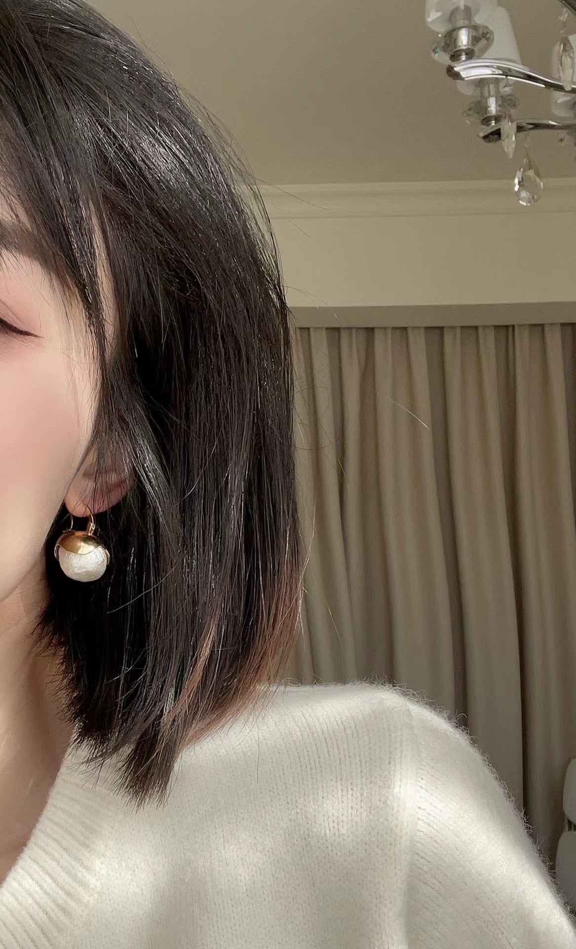 18K gold plating +pearls earrings