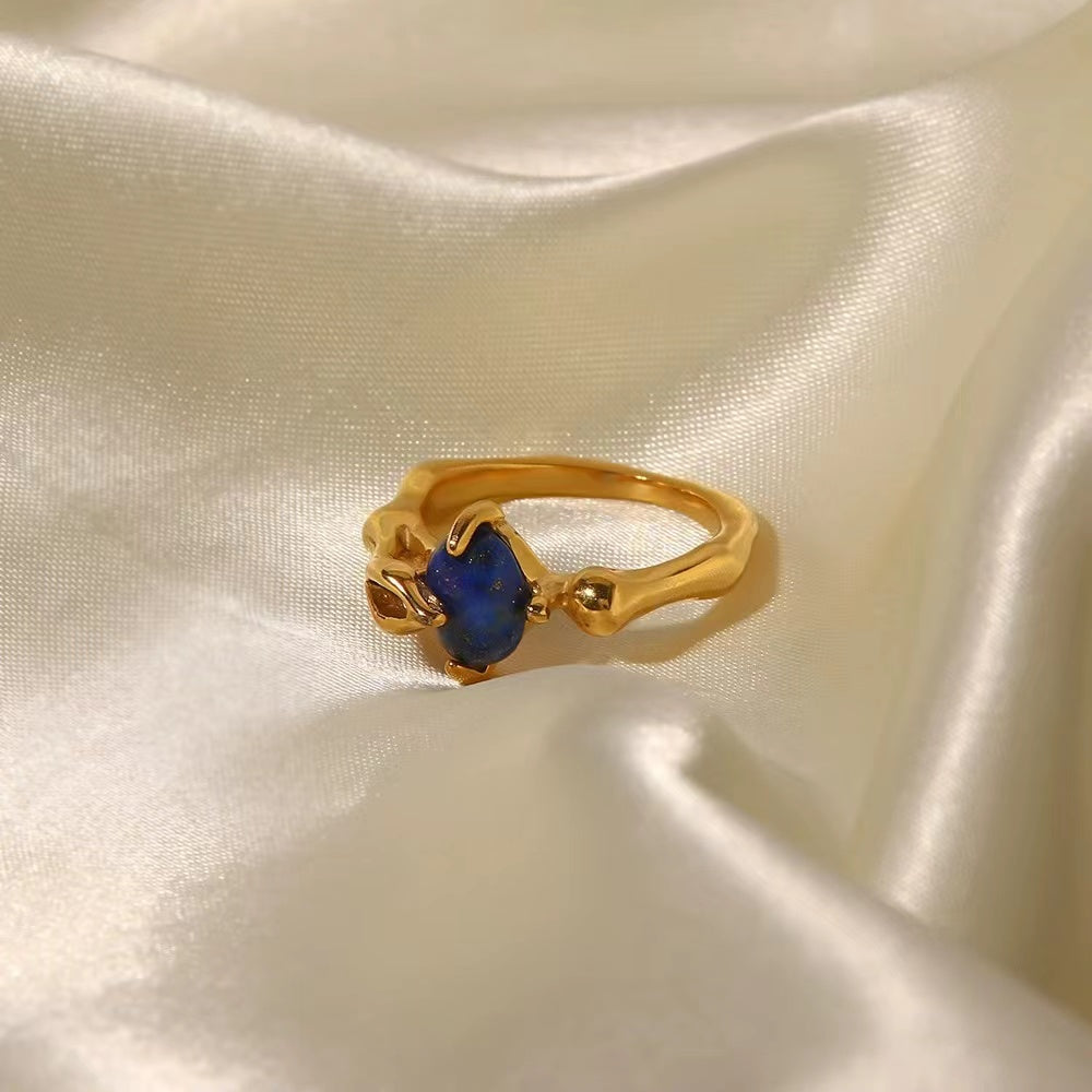 18k gold plating with blue colored stone
