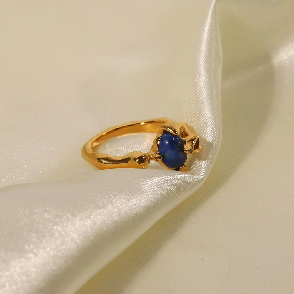 18k gold plating with blue colored stone