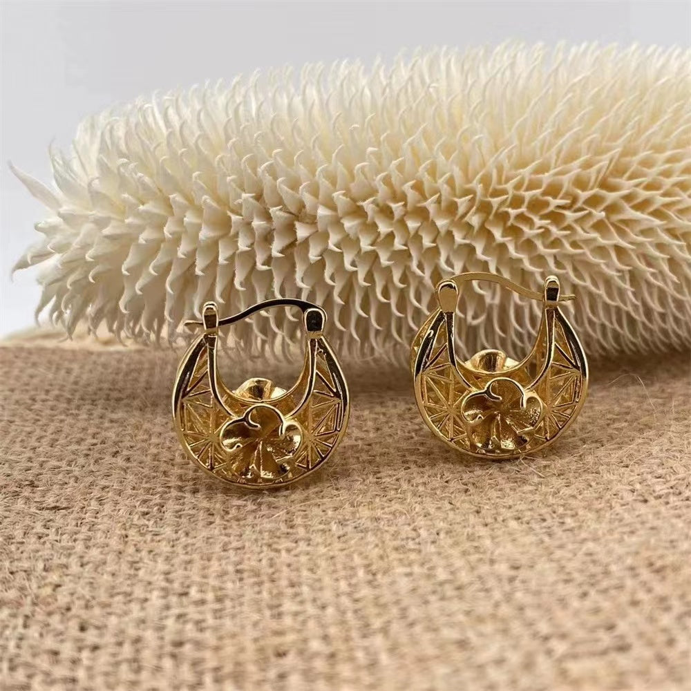 18K gold plating hollow ladies earrings