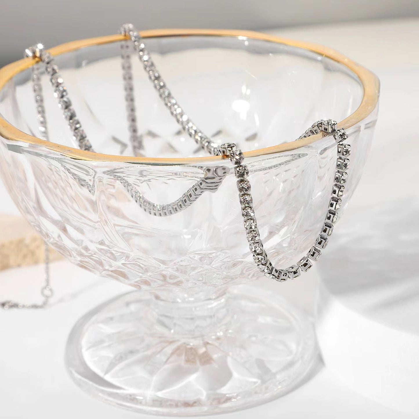 Cubic zirconia baguette collar necklace