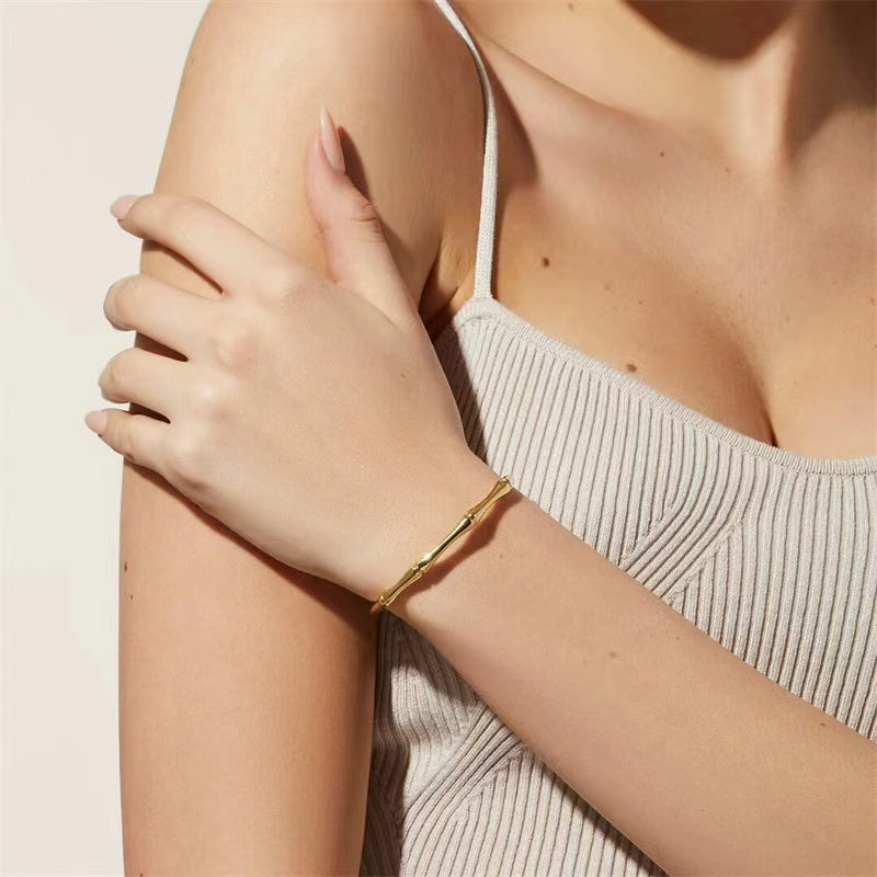 18k gold plating bamboo joint shape bracelet