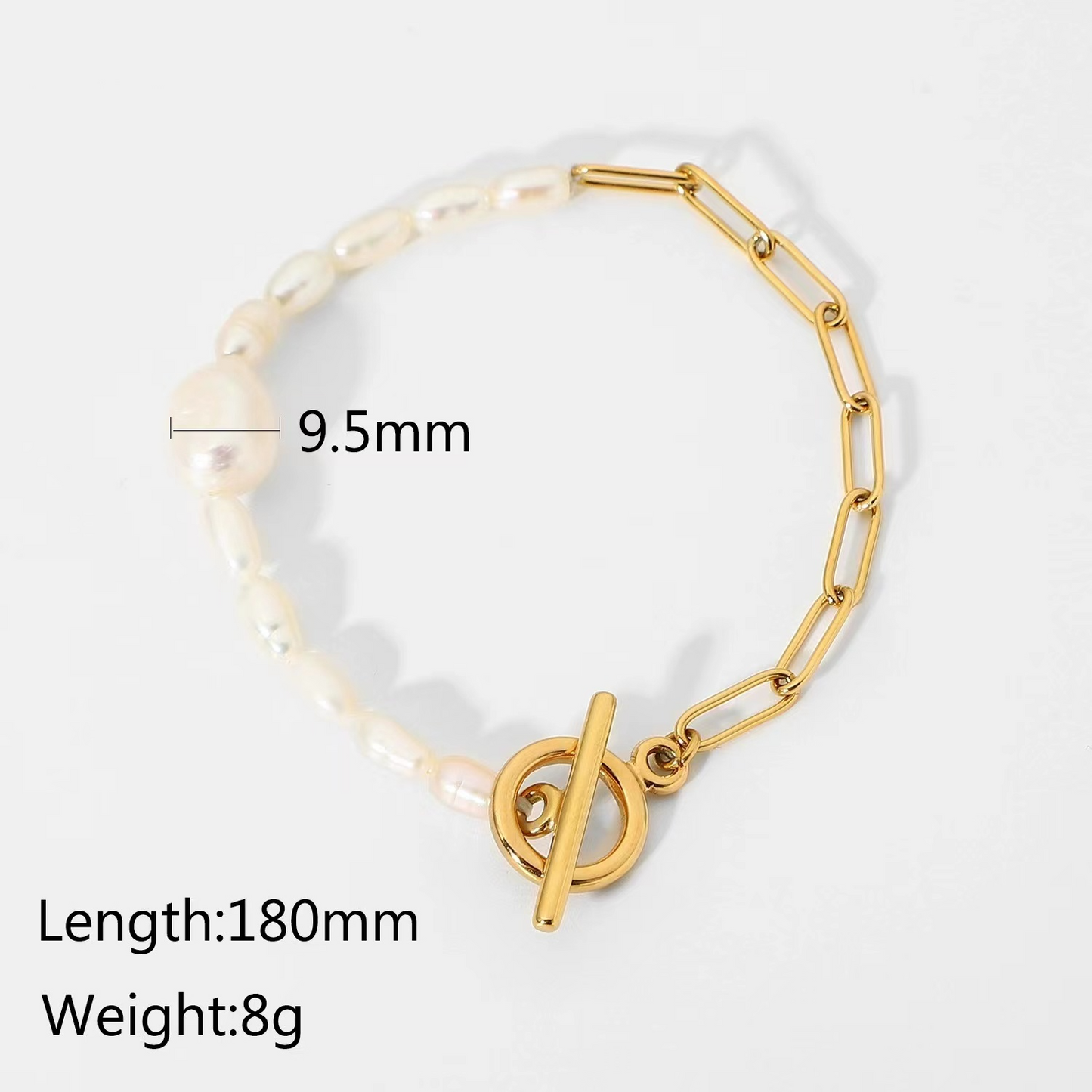 18K gold plating chain+enuine freshwater pearls bracelet