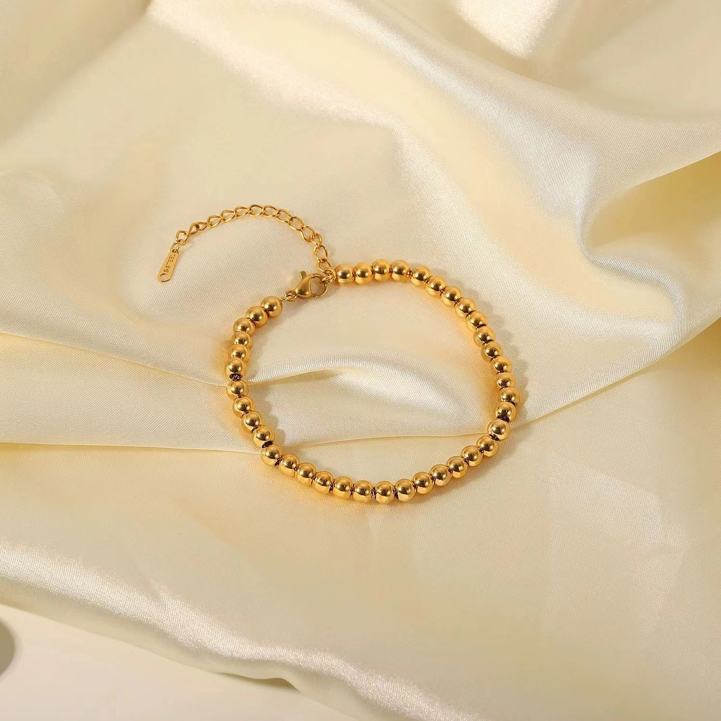 18K plating Gold or Rhodium beaded stretch bracelet