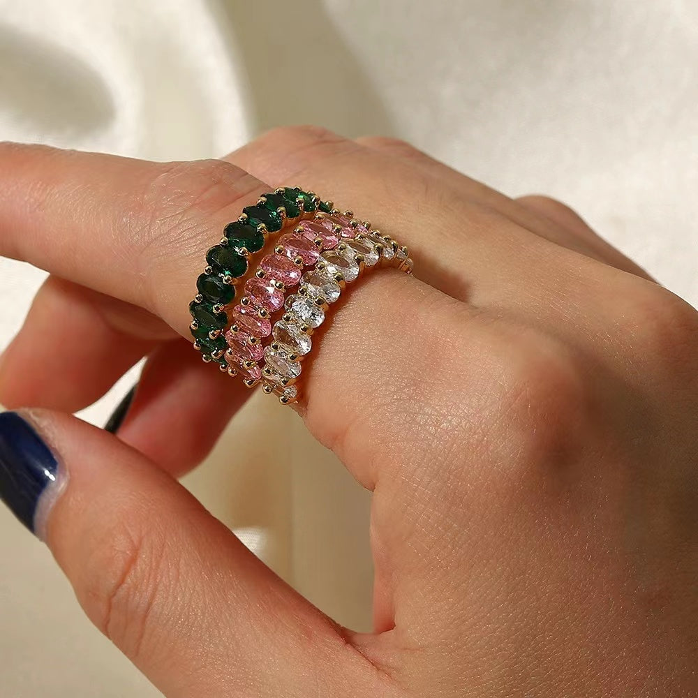 18K Gold plating multi colors of CZ stone rings