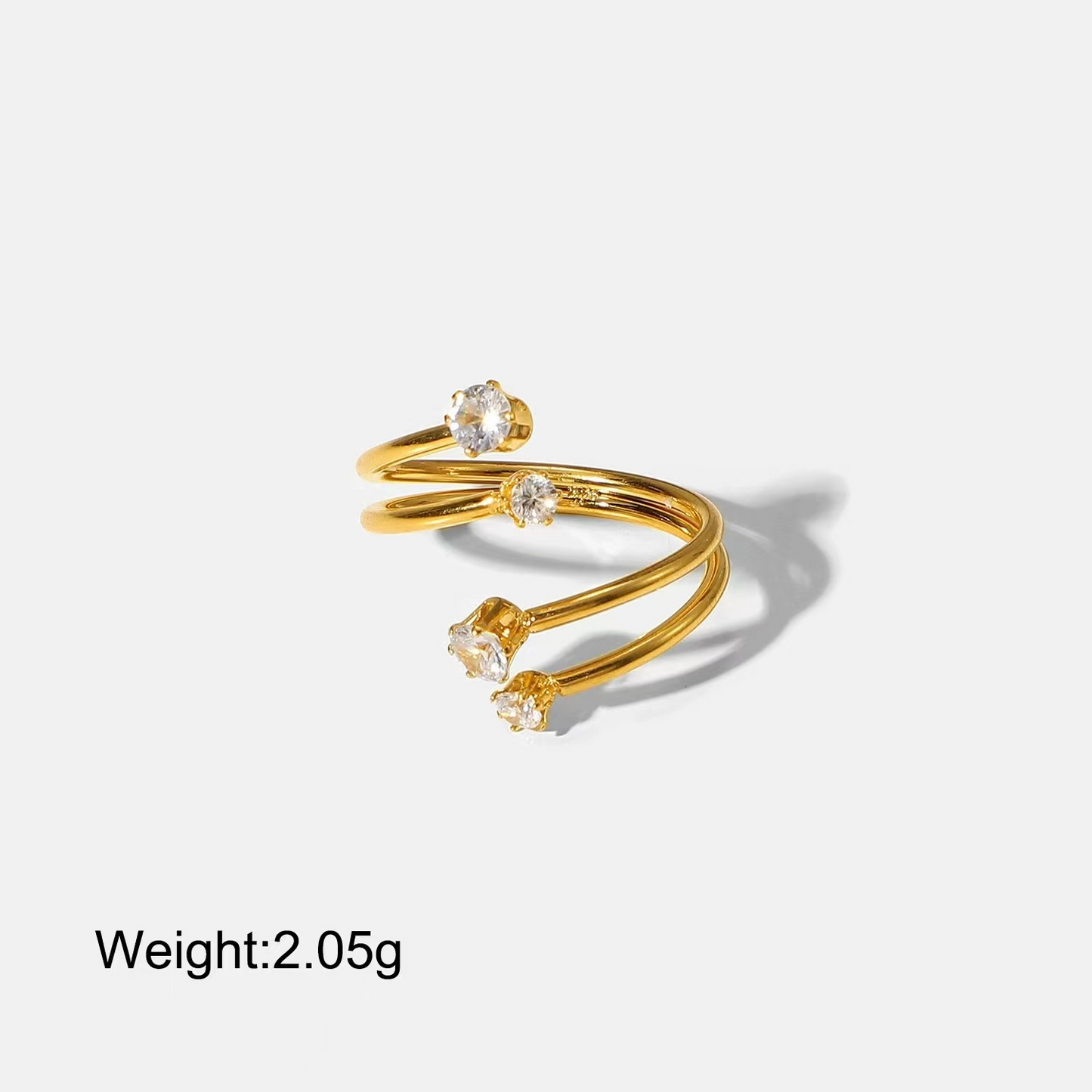 18K Gold plating 2 double S shape ring