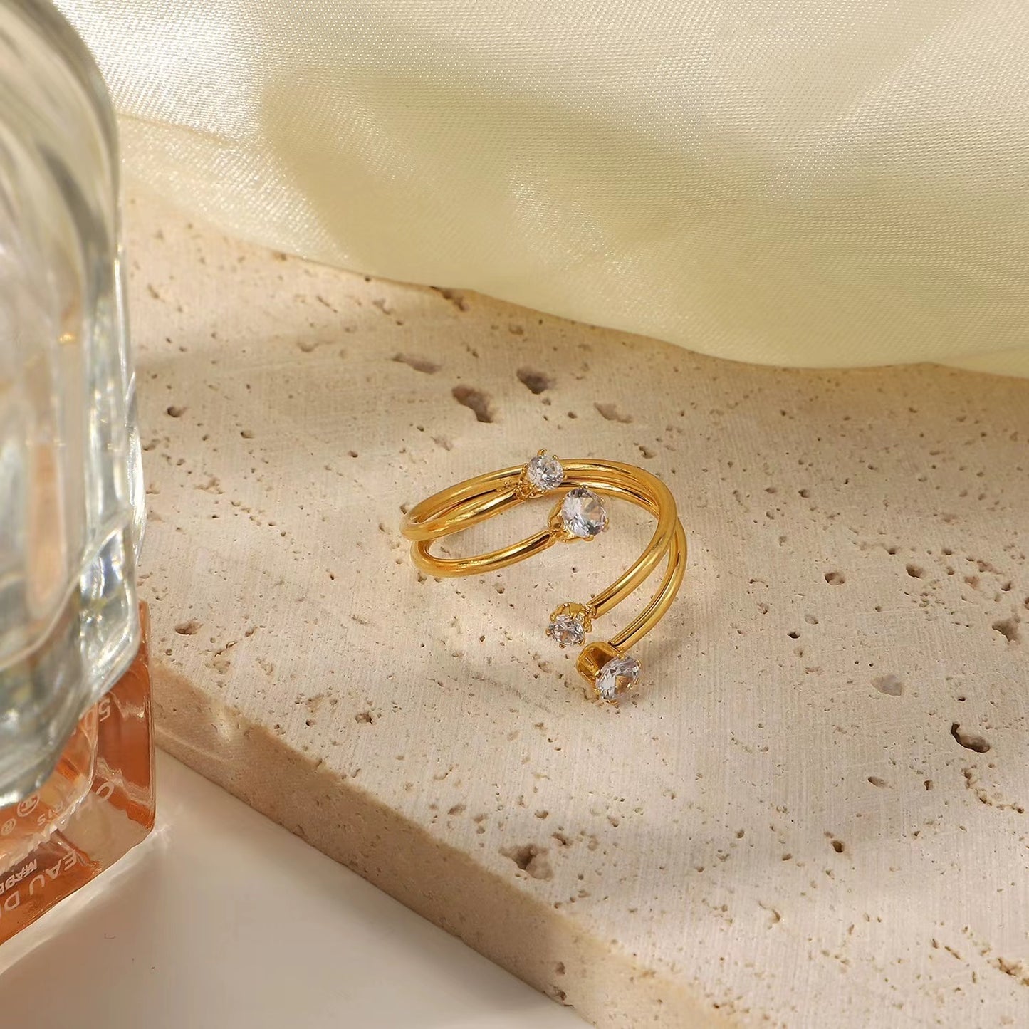 18K Gold plating 2 double S shape ring