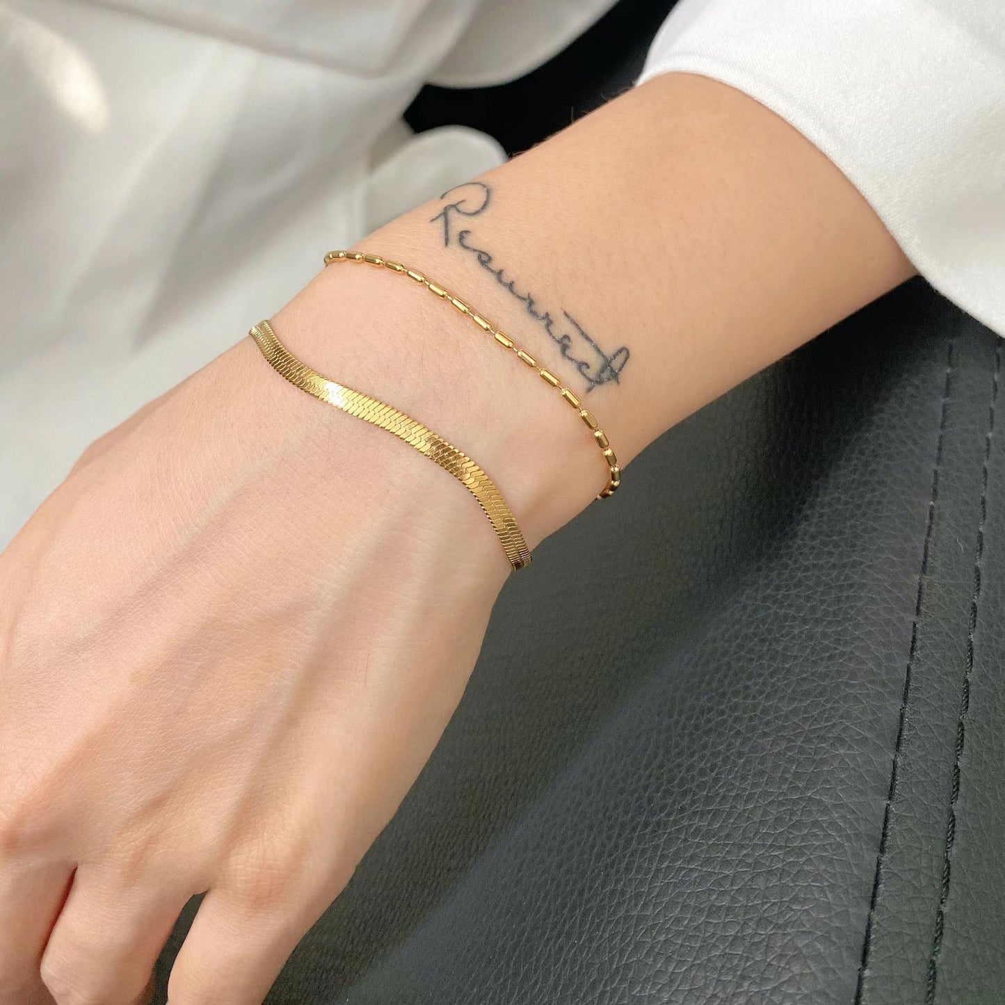 18K Gold chic 2 layers of chain bracelet