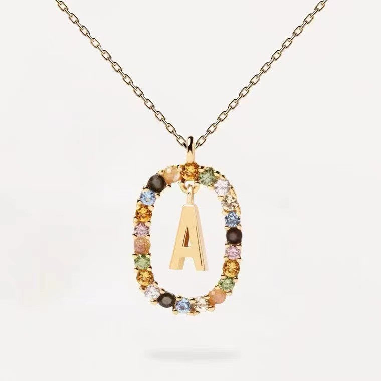 CZ stones letter necklace with real 95 stering silver