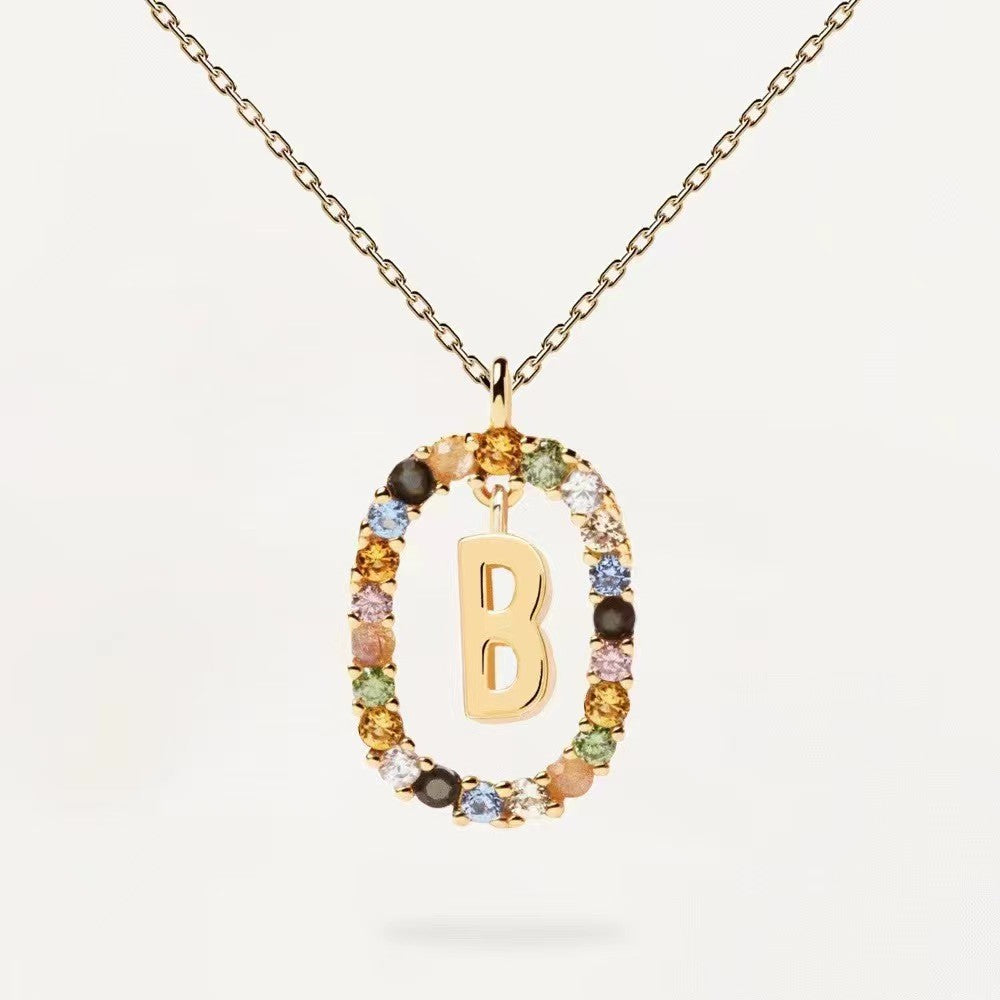 CZ stones letter necklace with real 95 stering silver