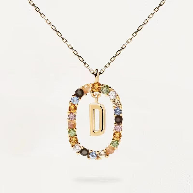 CZ stones letter necklace with real 95 stering silver