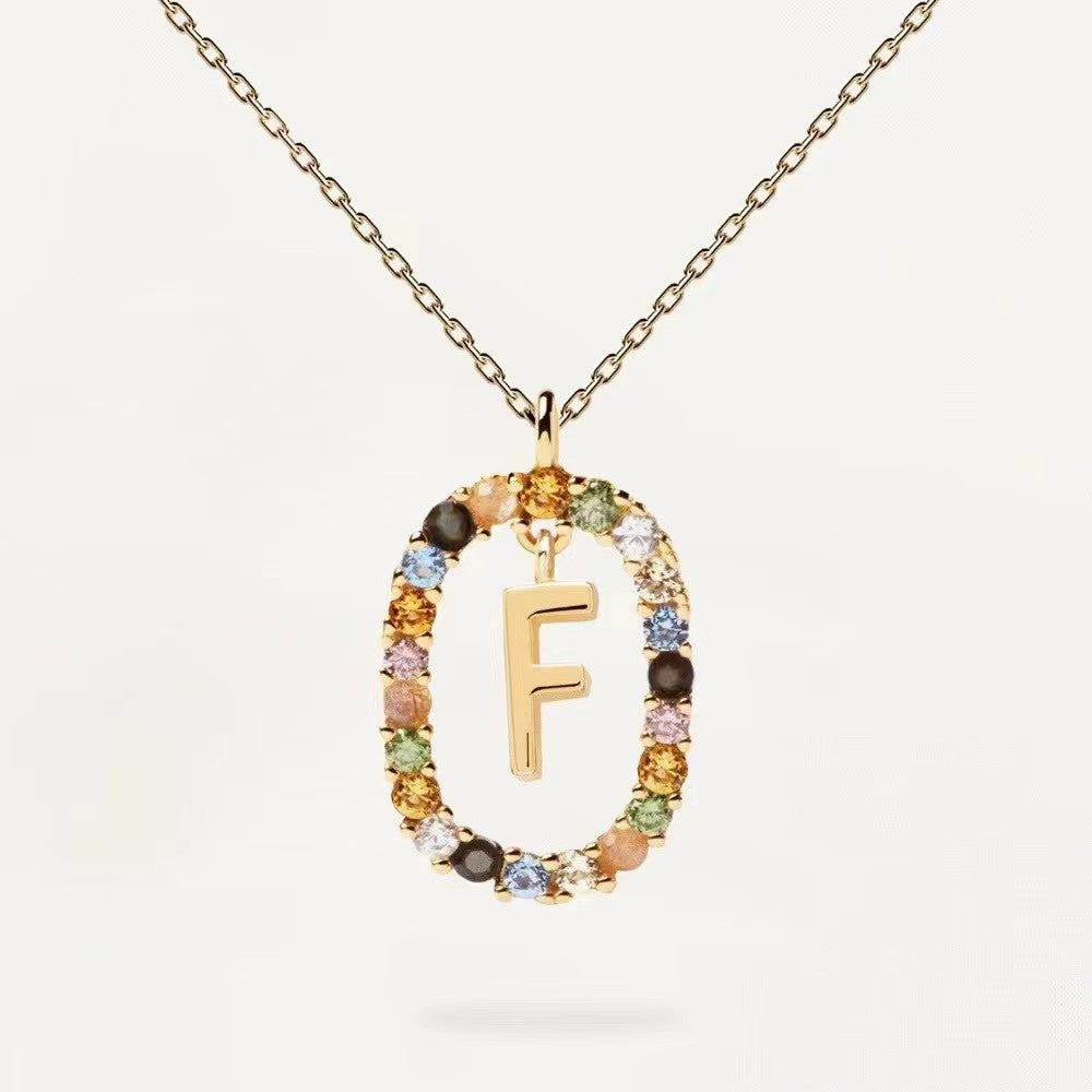 CZ stones letter necklace with real 95 stering silver