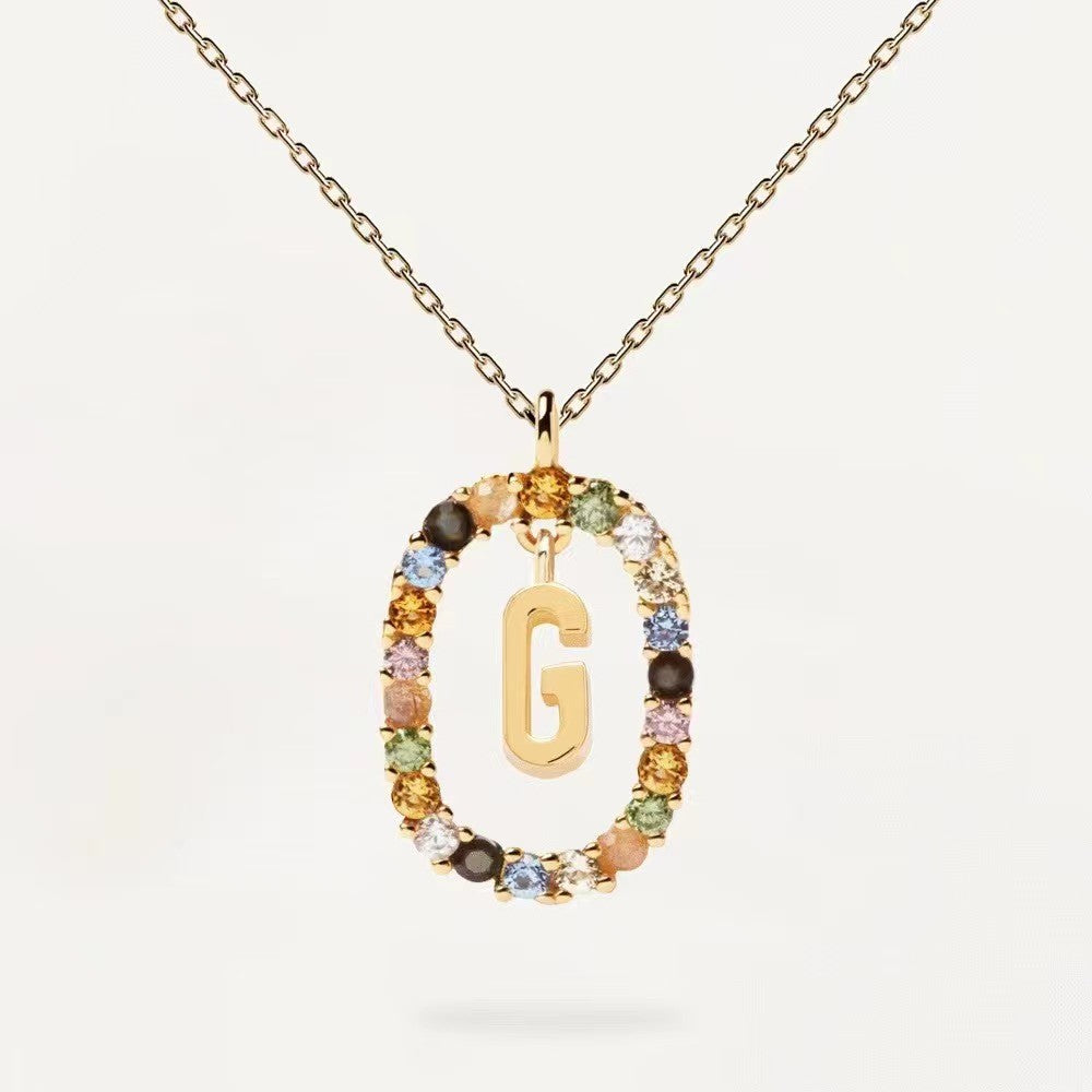 CZ stones letter necklace with real 95 stering silver