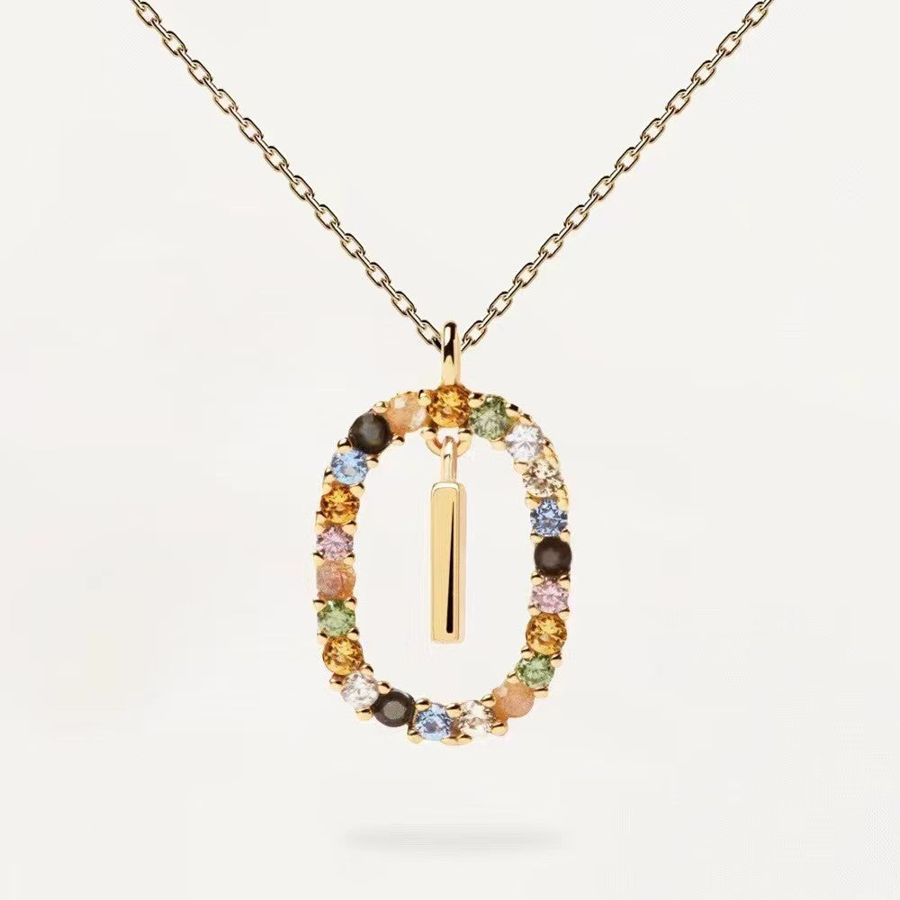 CZ stones letter necklace with real 95 stering silver