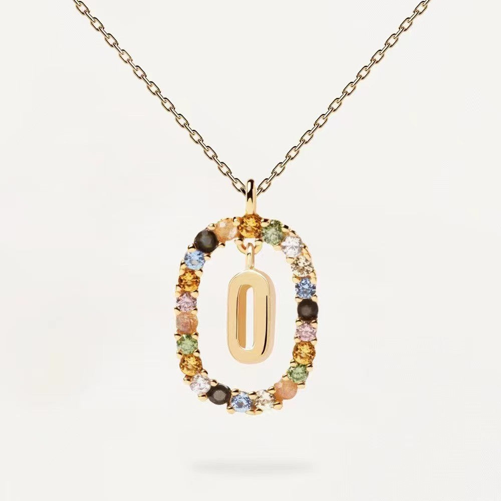 CZ stones letter necklace with real 95 stering silver