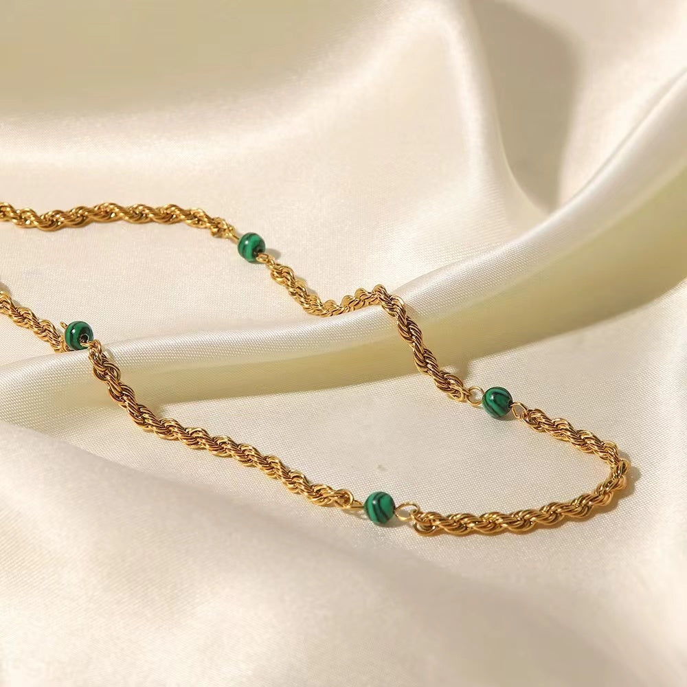 18k gold plating beads + Calaite ladies necklace