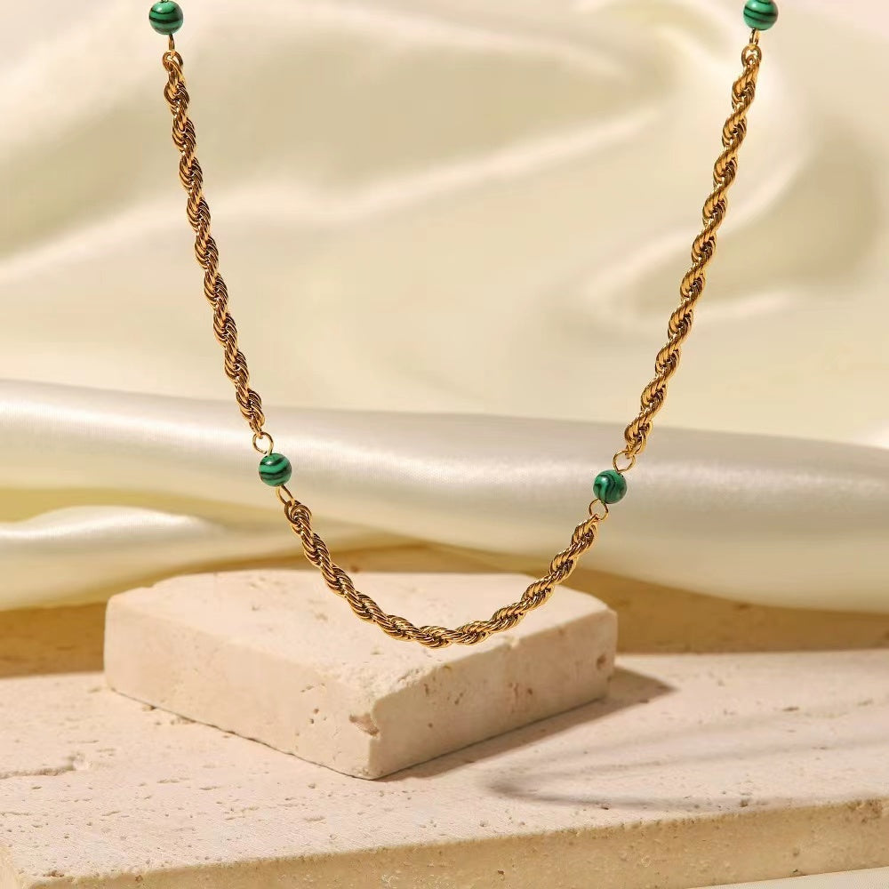 18k gold plating beads + Calaite ladies necklace