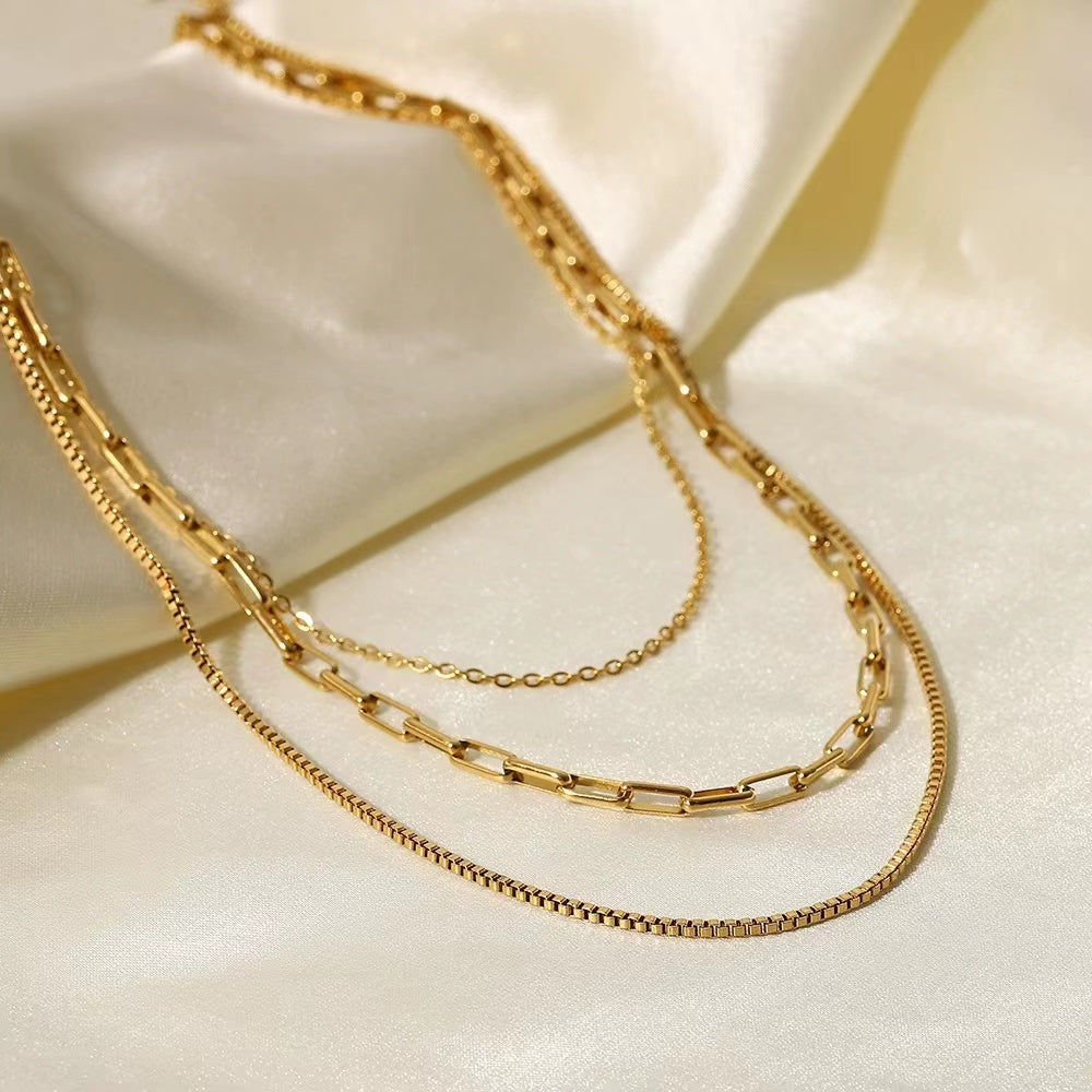 18K Gold plating 3 layers ladies necklace