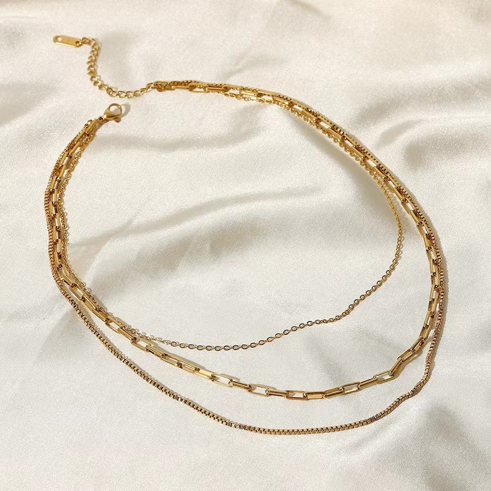 18K Gold plating 3 layers ladies necklace