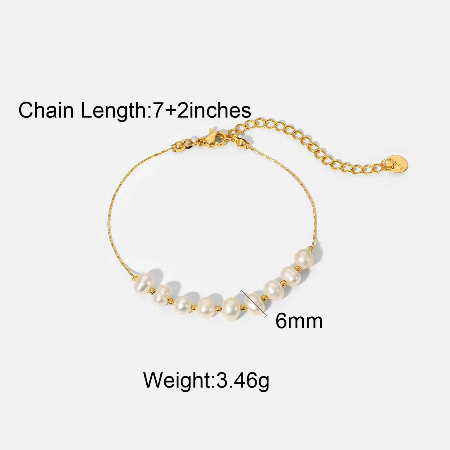 18k gold plating + pearls bracelet