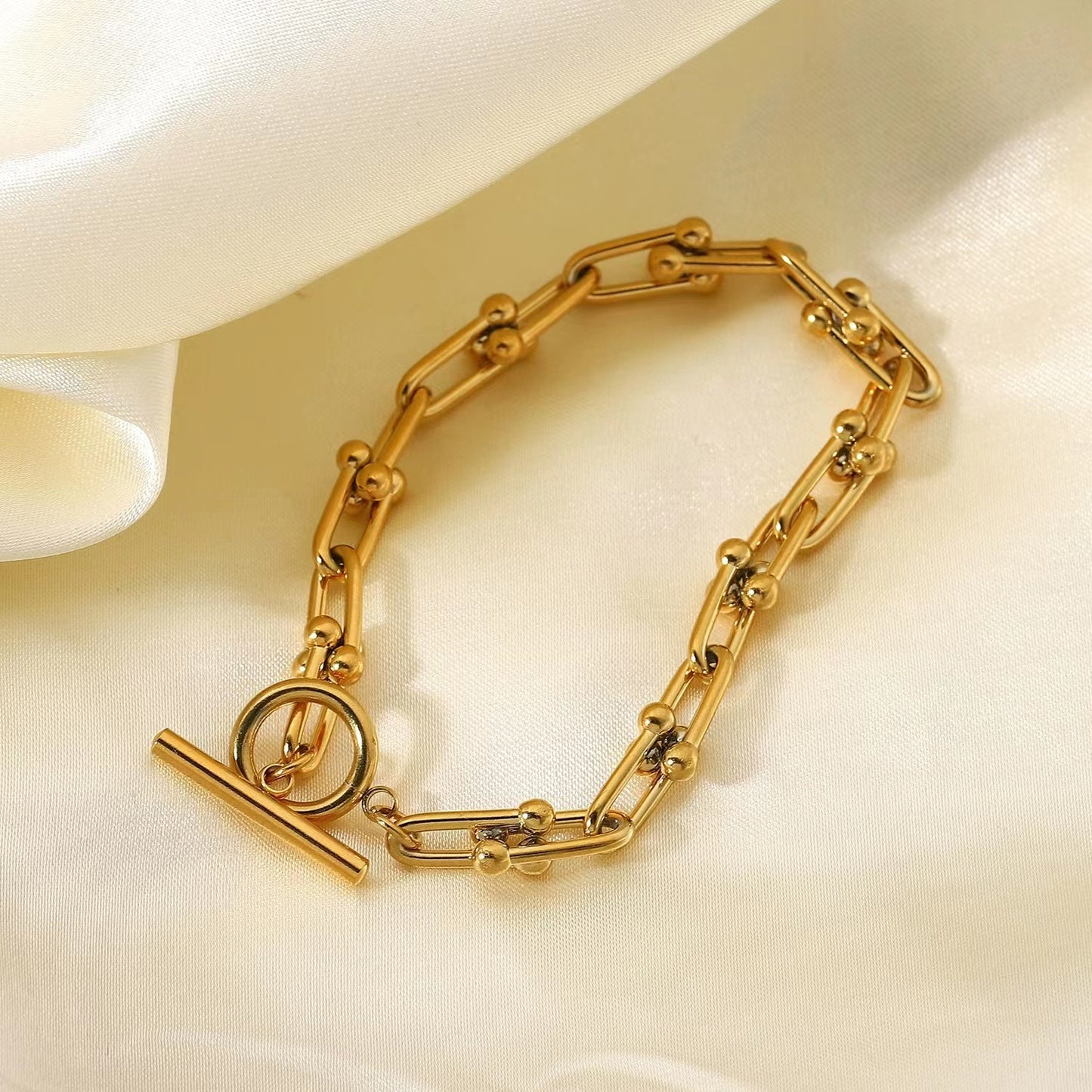 18k gold plating chunky chain bracelet