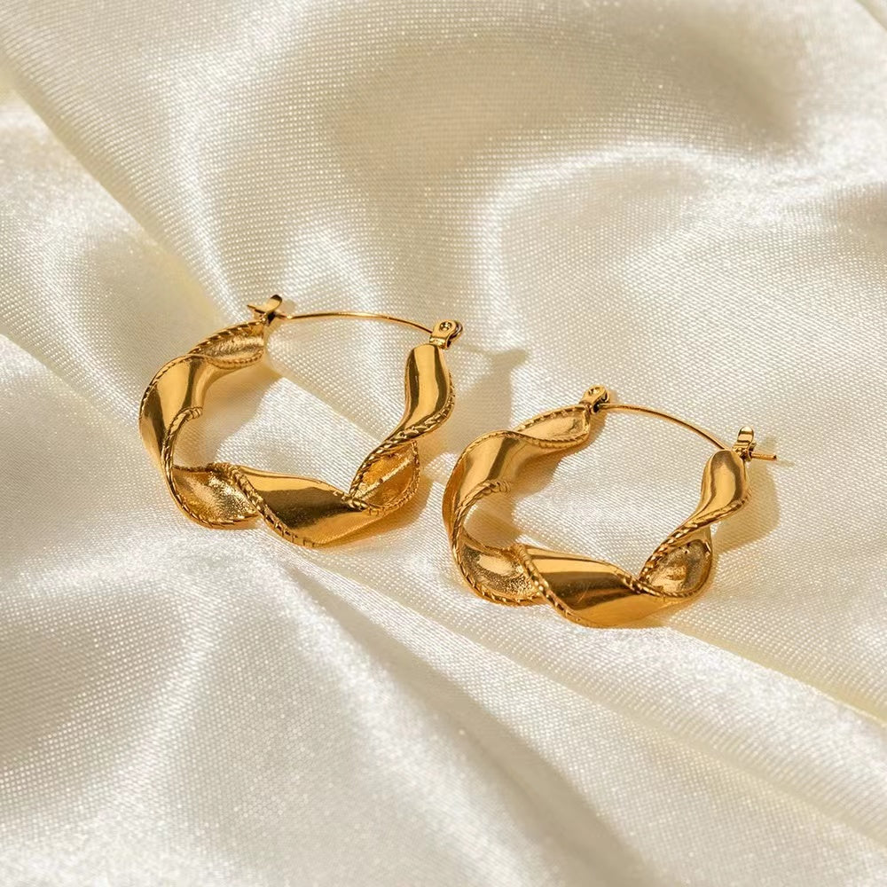 18k gold plating cable shape of earrings