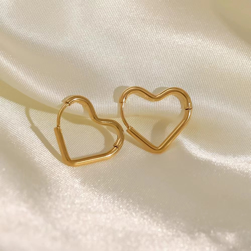 18K Gold or Rhodium plating heart outline earrings