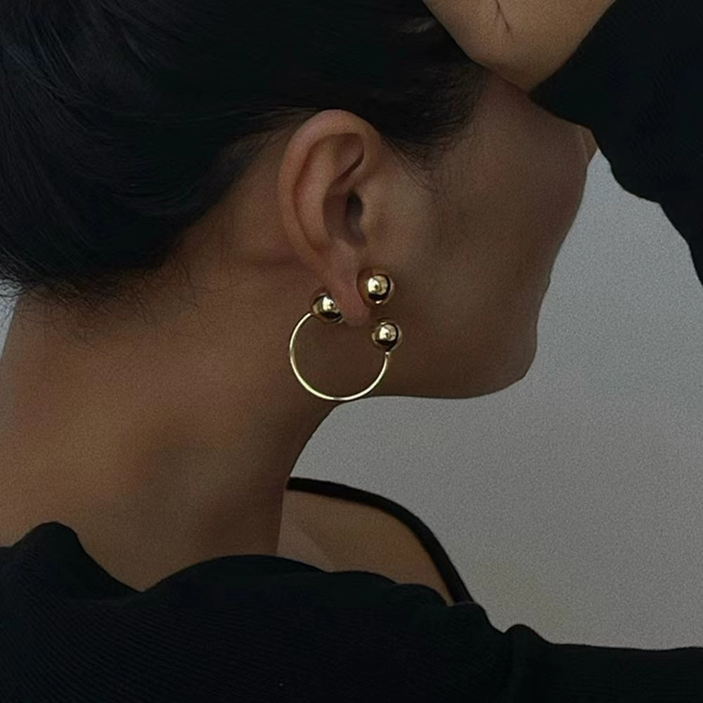 18KGold or Rhodium plating ball shape earrings