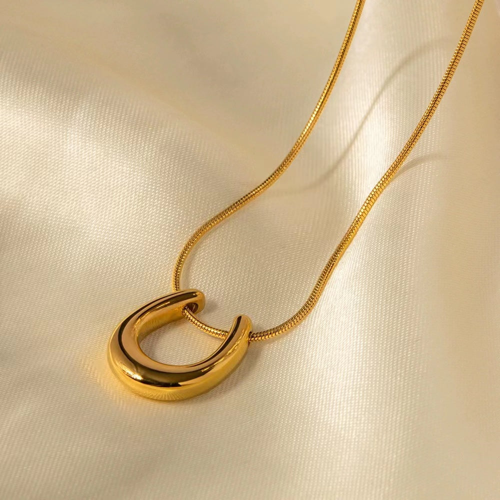 18K Gold plating necklace with U shape pendant